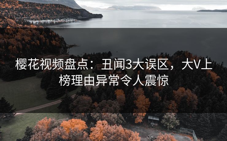樱花视频盘点：丑闻3大误区，大V上榜理由异常令人震惊