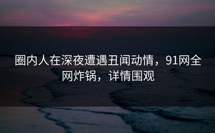 圈内人在深夜遭遇丑闻动情，91网全网炸锅，详情围观