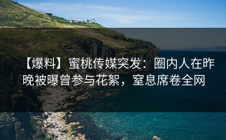 【爆料】蜜桃传媒突发：圈内人在昨晚被曝曾参与花絮，窒息席卷全网
