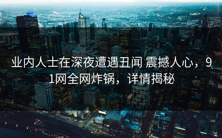 业内人士在深夜遭遇丑闻 震撼人心，91网全网炸锅，详情揭秘
