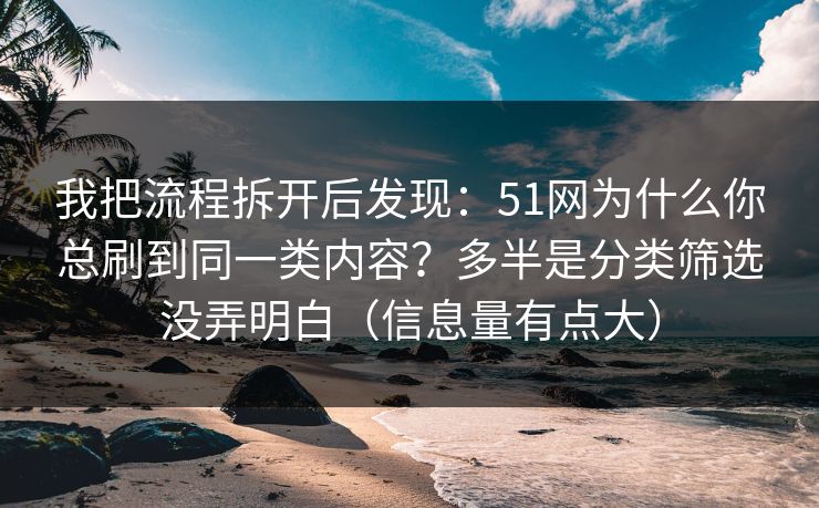 我把流程拆开后发现:51网为什么你总刷到同一类内容?多半是分类筛选没弄明白(信息量有点大) 我把流程拆开后发现:51网为什么你总刷到同一类内容?多半是分类筛选没弄明白(信息量有点大)