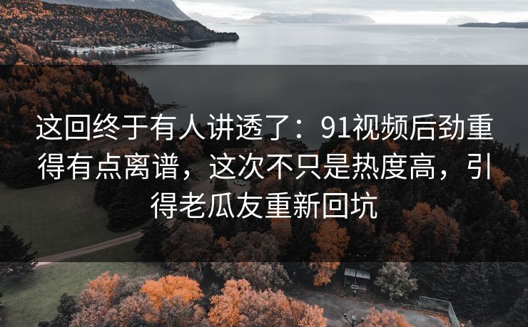 这回终于有人讲透了：91视频后劲重得有点离谱，这次不只是热度高，引得老瓜友重新回坑